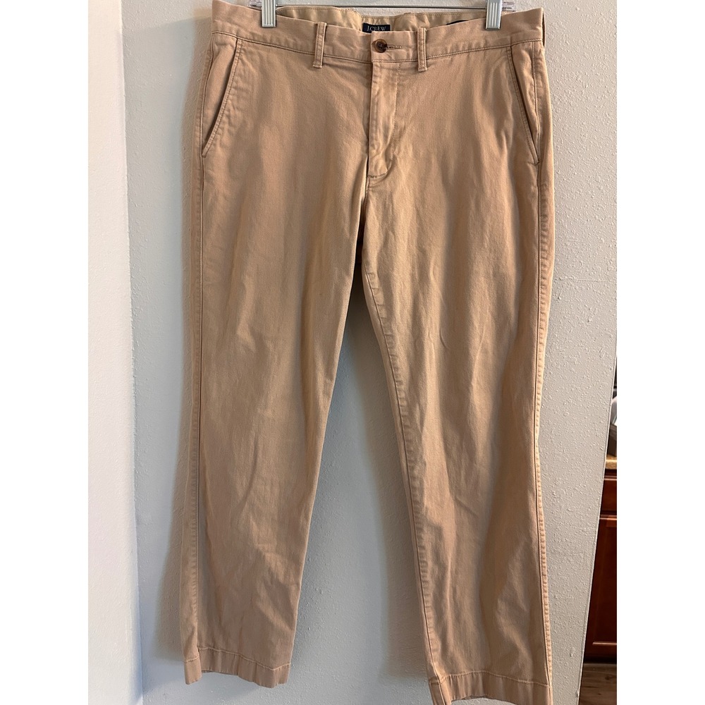 J.Crew Mens Khaki Cotton Flex Straight Chino Pants 33x30 Tan Stretch Trousers